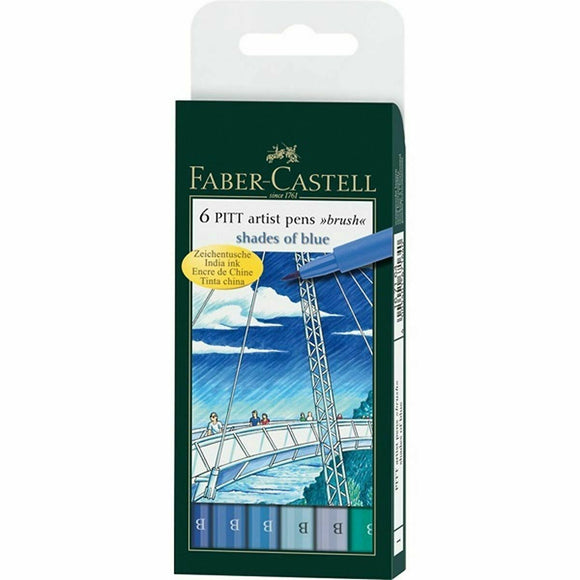 Faber-Castell Pitt Artist Brush Pens - Shades Of Blue (6)
