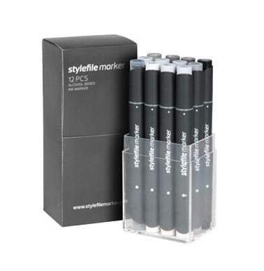 Stylefile 12 Pen Set - Neutral Grey Set